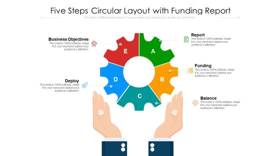 Five Steps Circular Layout With Funding Report Ppt PowerPoint Presentation File Example Introduction PDF Five Steps Circular Layout With Funding Report Ppt PowerPoint Presentation File Example Introduction PDF