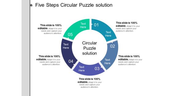 Five Steps Circular Puzzle Solution Ppt PowerPoint Presentation Show Professional
