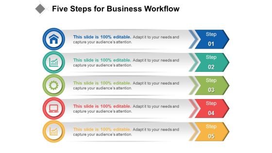 Five Steps For Business Workflow Ppt PowerPoint Presentation Icon Examples PDF Five Steps For Business Workflow Ppt PowerPoint Presentation Icon Examples PDF
