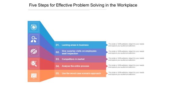 Five Steps For Effective Problem Solving In The Workplace Ppt Powerpoint Presentation Inspiration Template