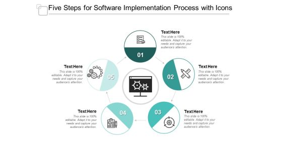 Five Steps For Software Implementation Process With Icons Ppt PowerPoint Presentation Icon Slide Five Steps For Software Implementation Process With Icons Ppt PowerPoint Presentation Icon Slide
