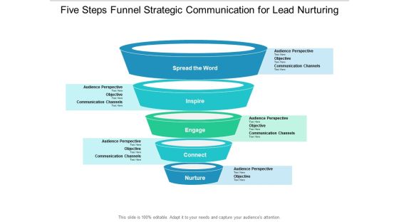 Five Steps Funnel Strategic Communication For Lead Nurturing Ppt PowerPoint Presentation Portfolio Graphics Design