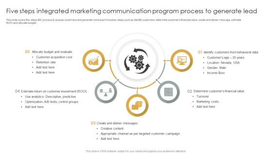 Five Steps Integrated Marketing Communication Program Process To Generate Lead Inspiration PDF Five Steps Integrated Marketing Communication Program Process To Generate Lead Inspiration PDF