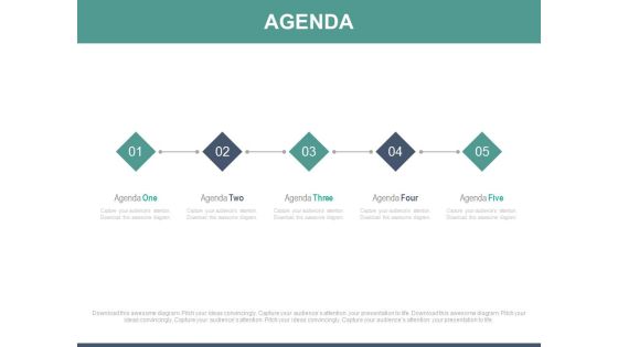 Five Steps Linear Chart For Business Agenda Powerpoint Slides