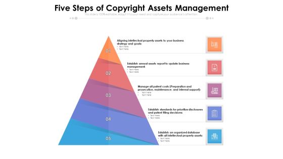 Five Steps Of Copyright Assets Management Ppt PowerPoint Presentation Gallery Icon PDF Five Steps Of Copyright Assets Management Ppt PowerPoint Presentation Gallery Icon PDF