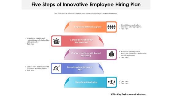 Five Steps Of Innovative Employee Hiring Plan Ppt PowerPoint Presentation Pictures Smartart PDF Five Steps Of Innovative Employee Hiring Plan Ppt PowerPoint Presentation Pictures Smartart PDF