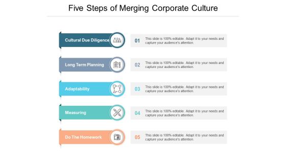 Five Steps Of Merging Corporate Culture Ppt PowerPoint Presentation Styles Deck Five Steps Of Merging Corporate Culture Ppt PowerPoint Presentation Styles Deck