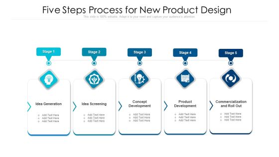 Five Steps Process For New Product Design Ppt Icon Tips PDF Five Steps Process For New Product Design Ppt Icon Tips PDF