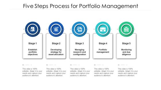 Five Steps Process For Portfolio Management Ppt Infographic Template Graphics PDF