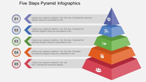 Five Steps Pyramid Infographics Powerpoint Template