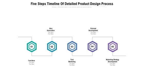 Five Steps Timeline Of Detailed Product Design Process Ppt PowerPoint Presentation Gallery Graphics Pictures PDF