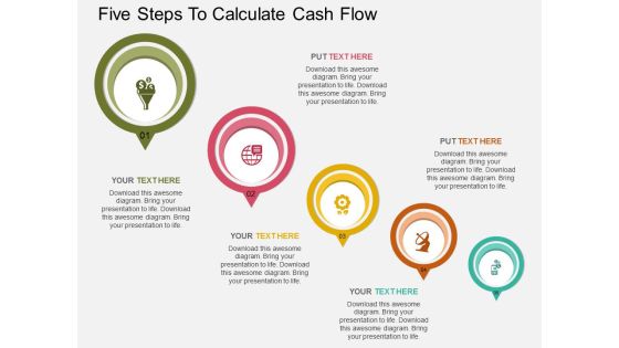 Five Steps To Calculate Cash Flow Powerpoint Template Five Steps To Calculate Cash Flow Powerpoint Template