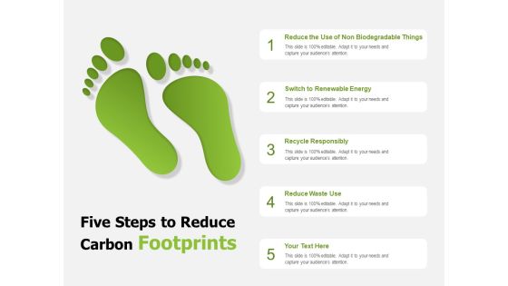 Five Steps To Reduce Carbon Footprints Ppt PowerPoint Presentation Inspiration Ideas Five Steps To Reduce Carbon Footprints Ppt PowerPoint Presentation Inspiration Ideas