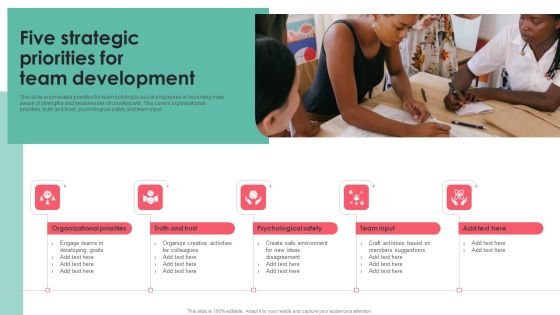 Five Strategic Priorities For Team Development Icons PDF Five Strategic Priorities For Team Development Icons PDF