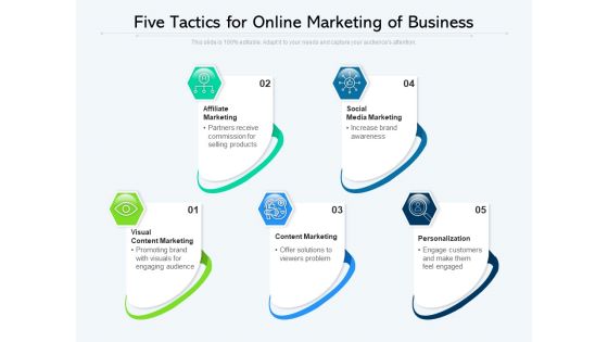 Five Tactics For Online Marketing Of Business Ppt PowerPoint Presentation File Deck PDF Five Tactics For Online Marketing Of Business Ppt PowerPoint Presentation File Deck PDF