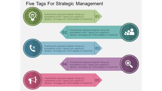 Five Tags For Strategic Management Powerpoint Templates Five Tags For Strategic Management Powerpoint Templates