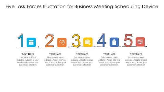 Five Task Forces Illustration For Business Meeting Scheduling Device Mockup PDF Five Task Forces Illustration For Business Meeting Scheduling Device Mockup PDF