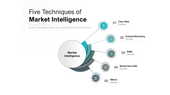 Five Techniques Of Market Intelligence Ppt PowerPoint Presentation Inspiration Background Designs
