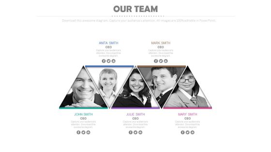 Five Triangles With Team Pictures Powerpoint Slides Five Triangles With Team Pictures Powerpoint Slides