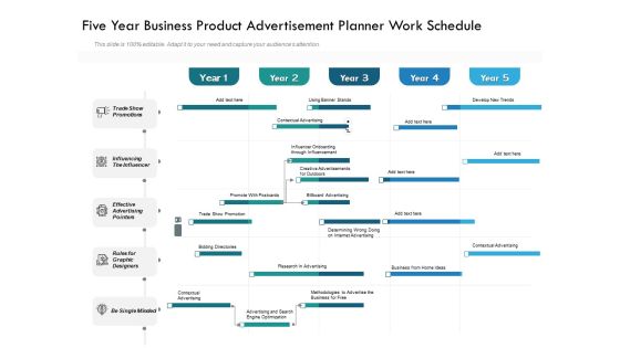 Five Year Business Product Advertisement Planner Work Schedule Template Five Year Business Product Advertisement Planner Work Schedule Template