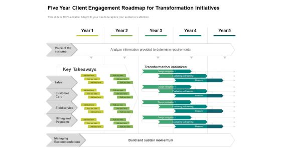 Five Year Client Engagement Roadmap For Transformation Initiatives Infographics Five Year Client Engagement Roadmap For Transformation Initiatives Infographics