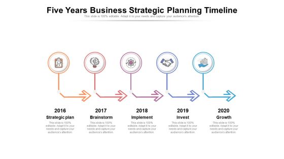 Five Years Business Strategic Planning Timeline Ppt PowerPoint Presentation Gallery Professional PDF