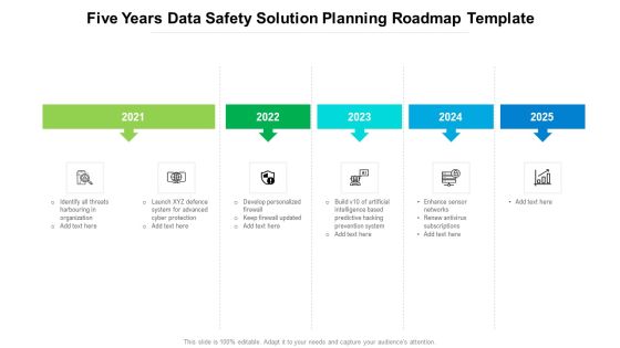 Five Years Data Safety Solution Planning Roadmap Template Background