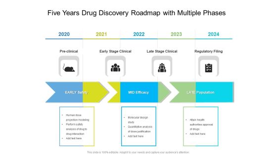 Five Years Drug Discovery Roadmap With Multiple Phases Brochure Five Years Drug Discovery Roadmap With Multiple Phases Brochure