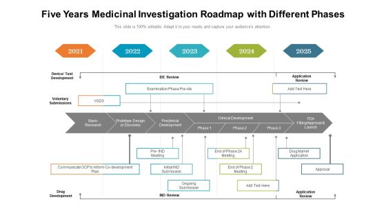 Five Years Medicinal Investigation Roadmap With Different Phases Mockup
