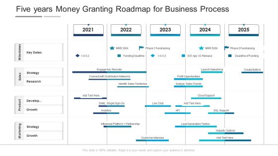 Five Years Money Granting Roadmap For Business Process Diagrams Five Years Money Granting Roadmap For Business Process Diagrams