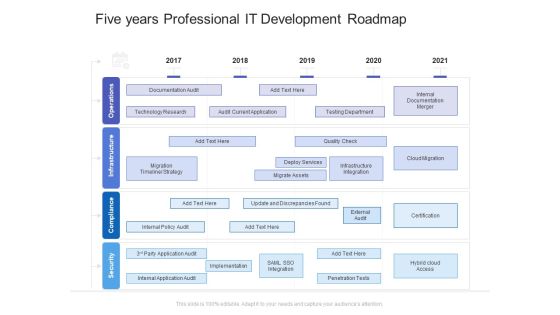 Five Years Professional IT Development Roadmap Graphics Five Years Professional IT Development Roadmap Graphics