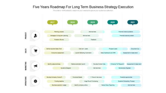 Five Years Roadmap For Long Term Business Strategy Execution Graphics
