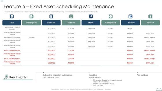 Fixed Asset Management Framework Implementation Feature 5 Fixed Asset Scheduling Maintenance Formats PDF