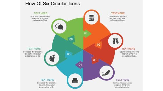 Flow Of Six Circular Icons Powerpoint Template Flow Of Six Circular Icons Powerpoint Template