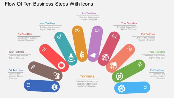 Flow Of Ten Business Steps With Icons Powerpoint Template Flow Of Ten Business Steps With Icons Powerpoint Template