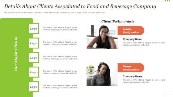 Food Beverage Industry Application Details About Clients Associated To Food And Beverage Company Pictures PDF Food Beverage Industry Application Details About Clients Associated To Food And Beverage Company Pictures PDF