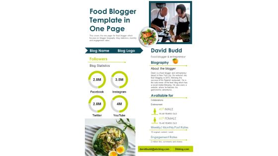 Food Blogger Template In One Page PDF Document PPT Template Food Blogger Template In One Page PDF Document PPT Template