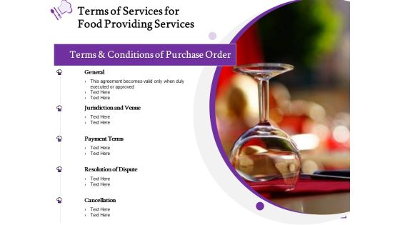 Food Providing Services Catering Menu For Food Providing Services Terms Of Services For Food Providing Services Information PDF