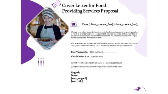 Food Providing Services Cover Letter For Food Providing Services Proposal Ppt PowerPoint Presentation Visual Aids Outline PDF Food Providing Services Cover Letter For Food Providing Services Proposal Ppt PowerPoint Presentation Visual Aids Outline PDF