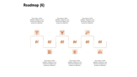 For Launching Company Site Roadmap Six Flow Process Ppt PowerPoint Presentation File Grid PDF