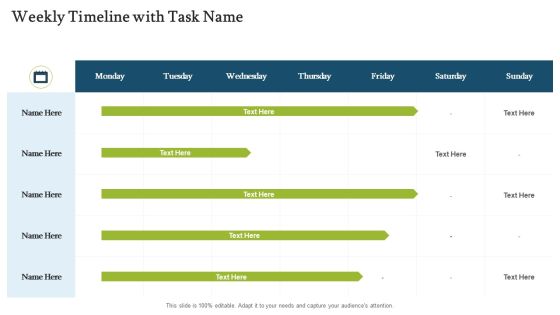 Forecasting And Managing Consumer Attrition For Business Advantage Weekly Timeline With Task Name Sample PDF Forecasting And Managing Consumer Attrition For Business Advantage Weekly Timeline With Task Name Sample PDF