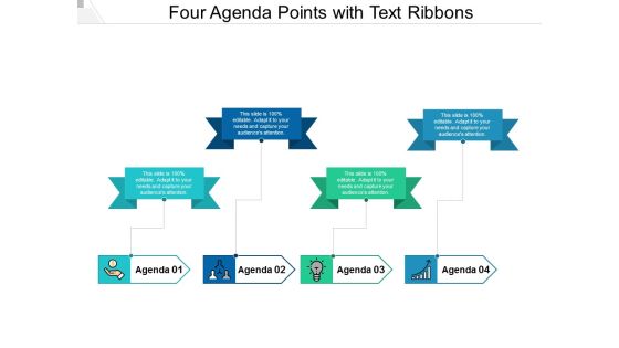 Four Agenda Points With Text Ribbons Ppt Powerpoint Presentation Outline Show