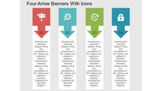 Four Arrow Banners With Icons Powerpoint Templates