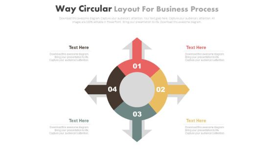Four Arrows Circular Diagram For Business Process Powerpoint Slides