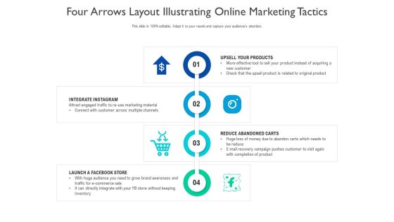 Four Arrows Layout Illustrating Online Marketing Tactics Ppt PowerPoint Presentation File Icon PDF Four Arrows Layout Illustrating Online Marketing Tactics Ppt PowerPoint Presentation File Icon PDF