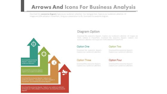 Four Arrows With Icons For Business Analysis Powerpoint Slides Four Arrows With Icons For Business Analysis Powerpoint Slides