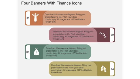 Four Banners With Finance Icons Powerpoint Template Four Banners With Finance Icons Powerpoint Template