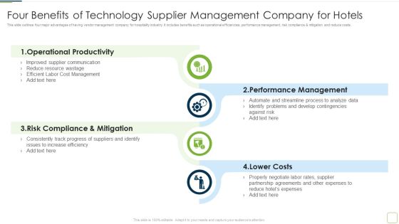 Four Benefits Of Technology Supplier Management Company For Hotels Sample PDF Four Benefits Of Technology Supplier Management Company For Hotels Sample PDF