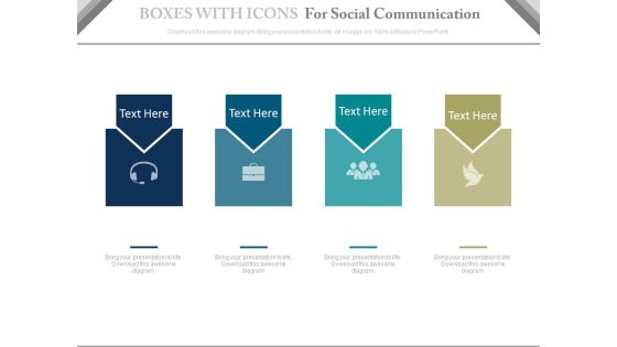 Four Boxes For Social Media And Communication Powerpoint Slides Four Boxes For Social Media And Communication Powerpoint Slides