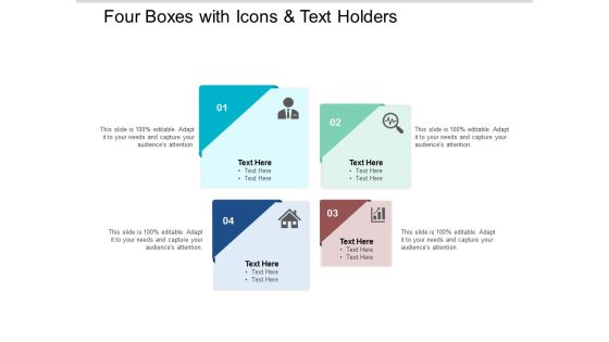 Four Boxes With Icons And Text Holders Ppt PowerPoint Presentation Outline Example Introduction